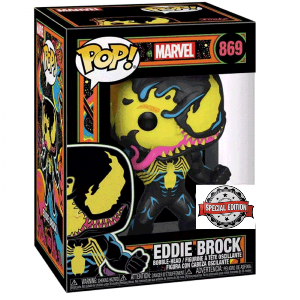 FUNKO POP! - MARVEL - Blacklight Eddie Brock Venom #869 mit Tee Größe XL